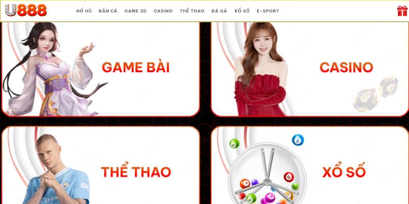 U888 đa dạng sảnh game hấp dẫn cho khách hàng khám phá